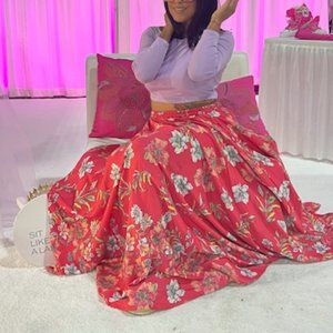 Cupid Large Floral Flare Maxi Skirt